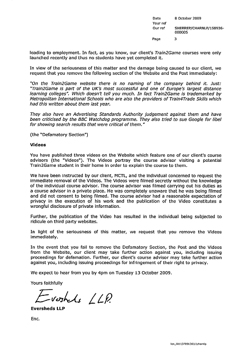 Train2Game Eversheds letter #3